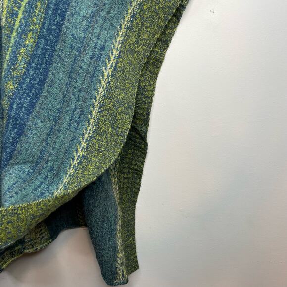 J Jill Cotton Wool Fair Isle Nordic Classic Poncho Sweater Blue Green One Size - Picture 6 of 10